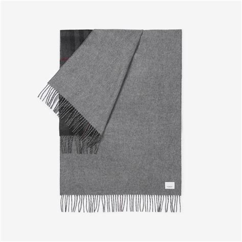 burberry 8015527|Check Cashmere Scarf in Charcoal .